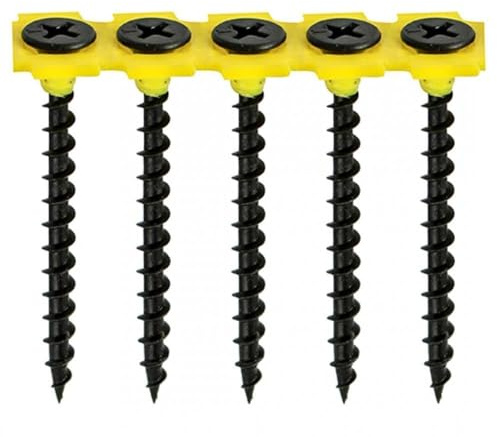 Collated Coarse Threaded Drywall Screws (Black) - Size: 3.5 x 35mm - 00035COLDYS Pack of: 1000