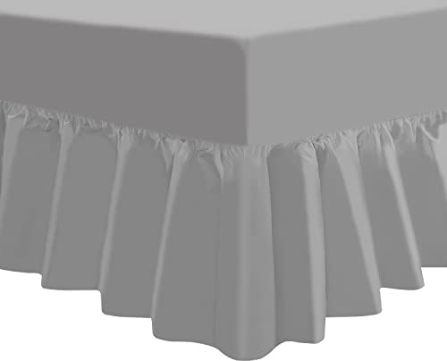 NIYS Luxus-Spannbettlaken, extra tief, mit Rüschen, in 14 Farben erhältlich, silber, King Size