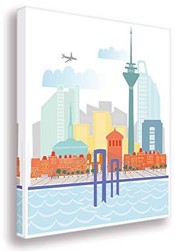 Kunstbruder Leinwandbild Düsseldorf Collage Dimension/Kunstdruck auf Leinwand/Kunstbilder vom Kölner Künstler/Wandbilder Banksy Art Gemälde Bilder (30x40cm)