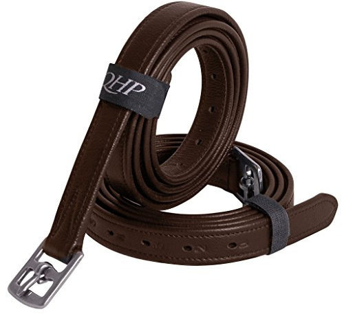 QHP Steigbügelriemen Stark aus Leder mit Edelstahl-Schnallen 3 Größen 2 Farben (135 cm, Braun)