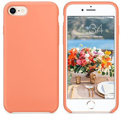 SURPHY iPhone 8 Hülle, iPhone 7 Hülle, Silikon schutzschale vor Stürzen und Stößen Silikon Handyhülle für iPhone 7(2016) iPhone 8 (2017) Schutzhülle 4,7 Zoll (Pfirsich)