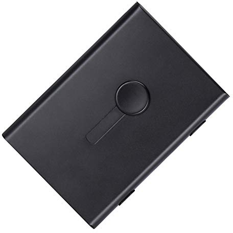 KINGFOM Porte-cartes de visite en acier inoxydable pour homme et femme, étui de poche pour cartes de visite, cartes de crédit, carte d'identité (noir)
