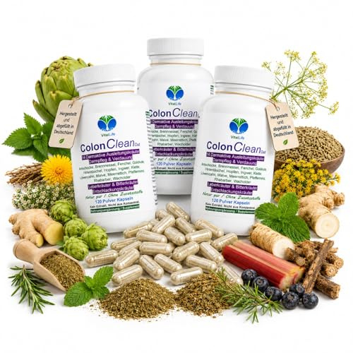 Colon CleanOut DARM AKTIV 3x120 Kapseln 14 BITTERKRÄUTER & BITTERSTOFFE für DARMROUTINE & gutes BAUCHGEFÜHL mit Artischocke Löwenzahn Brennnessel Fenchel Ingwer. Natur pur. OHNE ZUSATZSTOFFE. 26540-3