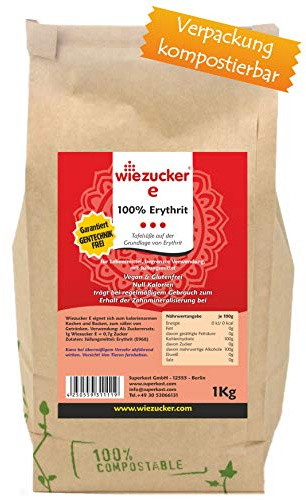 Wiezucker Erythrit 1kg | kalorienfrei | in Plastikfreier, umweltfreundlicher, Verpackung 1er Pack (1 x 1kg )
