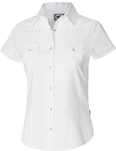 STARS & STRIPES Amelie Westernbluse für Damen – Kurzarm, Strassdetails & Satinakzente