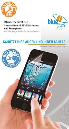 BlueCat Screen stoßfest Schutzfolie Tempered Glass | Augenschutzfilter für LED Bildschirme | Glas 9H Displayschutz aus gehärtetem Glas | mit 30% Blaulichtfilter | für iPhone 7