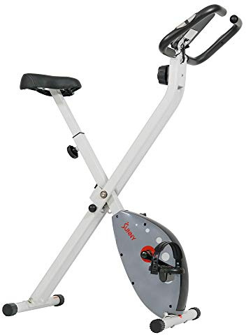Sunny Health & Fitness Comfort XL Ultra Cushioned Seat Folding Exercise Bike with Device Holder, Gray - SF-B2989