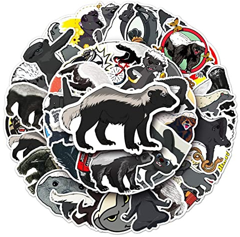 Niktule Honig-Dachs-Aufkleber,50 Stück wasserdichte Tier-Wasserflaschen-Aufkleber - Süße Honigdachs-Tieraufkleber für Laptop, Stoßstange, Skateboard, Wasserflaschen, Computer, Telefon