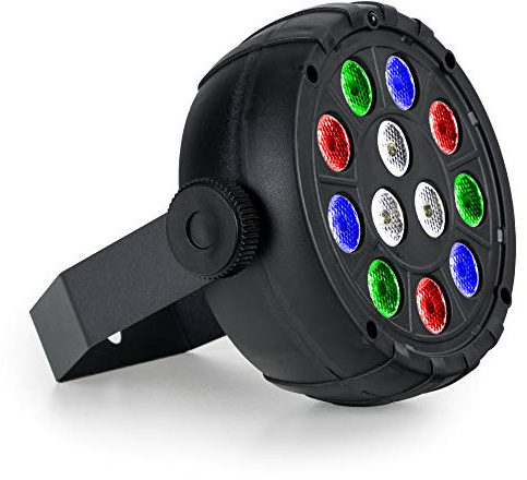 Showlite PL-12 USB-PAR12 Partyspot, RGBW-Scheinwerfer im Mini-Format | 12 LEDs mit je 1 Watt Leistung (3x rot, 3x blau, 3x grün, 3x weiß), Betriebsmodi: aus, automatisch und Musiksteuerung
