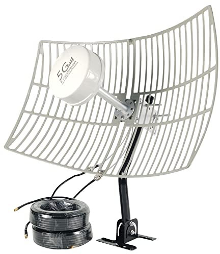WiFi 5G 4G LTE 2x2 MIMO Parabolic Antennas Kit for 4G LTE 5G Hotspot Router T-Mobile Dish Grid Cellular Directional 2.4/5.8GHz WiFi 4G LTE Antenna Long Range 30dBi with SMA TS9 Cable Pole(Full Kit)