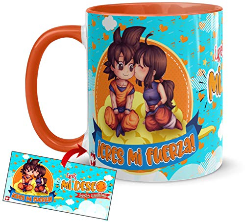 Kembilove Taza Desayuno para Parejas – Tazas Originales de Frikis para Enamorados – Taza Roja con Mensaje Gracioso ¡Eres mi fuerza! – Tazas de de café para regalar el día de San Valentín