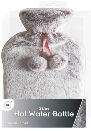 Aspect 2L Hot Water Bottle | Super Soft Plush Material Cover | Pure Natural Rubber (Light Pink)