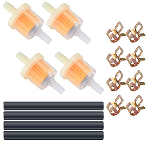 Vwoqiy Motorcycle Inline Fuel Filter Line Spring Clips Kit, Universal Gas Inline Fuel Filters, 4 Pcs Petrol Diesel Inline Filter, 4 Pcs Fuel Pipe Hose Line, 8 Pcs Hose Clips for Car Motorcycle Scooter