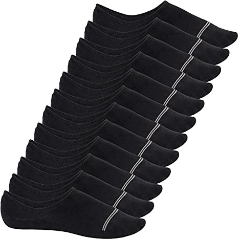Footstar Damen und Herren Füßlinge (12 Paar) No Show Footies mit Anti-Slip - Sneak-it! - Schwarz 43-46