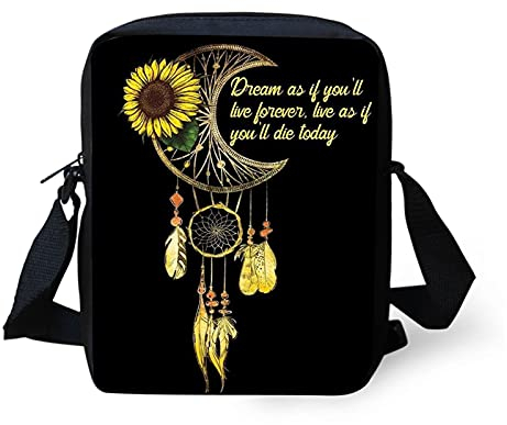 Belidome Kleine Umhängetasche für Damen und Kinder, mit Tiermotiv, Umhängetasche, Sunflower Dreamcatcher, Einheitsgröße