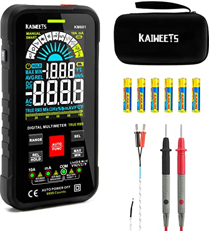 KAIWEETS Multimètre Numérique à Plage Automatique TRMS 10000 Comptes, Multimètre Digital, Ampèremètre, Ohmmètre, Voltmetre, Mesure de Courant Tension Résistance Continuité Capacité Diode Fréquence
