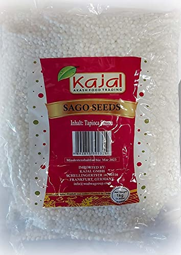 Kajal Tapioka Perlen 1000g - Sago Perlen für Bubble Tea & Boba | Perfekt für Desserts & Cocktails Hochwertige Qualität aus Indien | Ohne künstliche Zusätze
