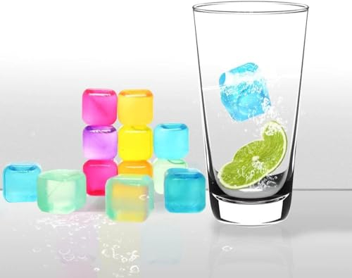 Primes DIY Ice Cubes Plastic Frozen Cold Drink Freezer Chilled Assorted 18 -Ice Cubes, Cubes Reusable for Drinks Coolers, Fake Square Ice Cube, Recycling Ice Cubes for Cocktail, Whiskey Stones