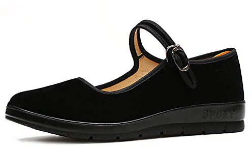 LGYKUMEG Samtschuhe Damen,Chinaschuhe Ballerinas Trachtenschuhe 35-43,Original China Traditionell Samt Ballerina Schuhe,Schwarz,38