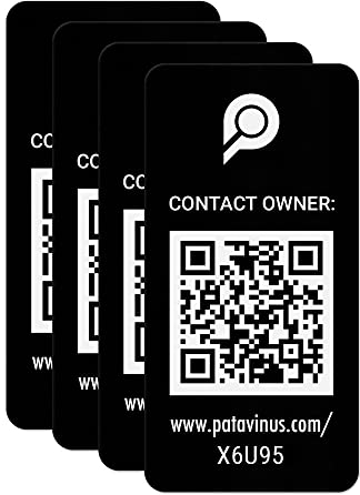 100% anonym! Sticker Set mit QR-Code & kostenloser App - 4 Aufkleber um Wertgegenstände einfach weltweit abzusichern - Sekundenschnelle Kontaktaufnahme - Keine Abo-Kosten! (schwarz)