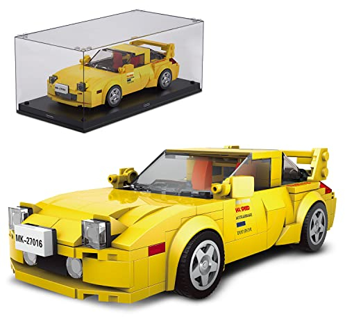 Mould King Technik 27016 Speed Champion RX-7 Rennwagen Bausteine Bausatz Initial D Sportwagen Klemmbausteine mit Acryl-Vitrine Modellautos zum Sammeln (329 Teile)
