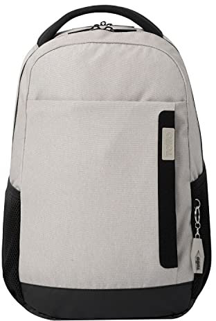 TOTTO - Mochila Oficina, Modelo Deleg, para Portátil de 14 Pulgadas y Tablet, 4 Compartimentos, 2 Bolsillos Botella, Bolsillo Secreto, Correa para Colgar en Maleta, Espaldar Ergonómico, Color Marrón
