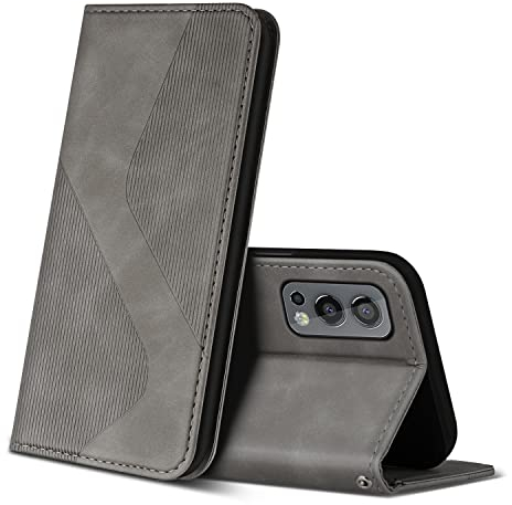 ZONNAVI Hülle für OnePlus Nord 2 5G, PU Leder Handyhülle mit Kartenfächer und Standfunktion, Lederhülle Flip Wallet Case Schutzhülle für OnePlus Nord 2 5G (Grau)
