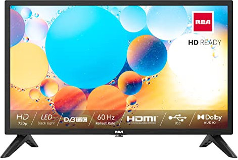 RCA B24F1 24 Inch HD TV, DVB-T/T2/C Dolby Digital Audio Kitchen TV, HD LED Backlighting Display, HDMI VGA PC Audio SCART USB Record Media Player, Small TV for Small Lounge Kitchen, Black…