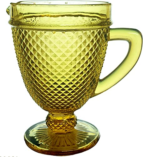 GMMH Jarra de color vintage, jarra de agua, jarra con relieve (red/amarillo/1 L), copas de boda, copas de champán, cuenco de postre, copas de cristal, copas de vino, copas de agua, copas de champán,