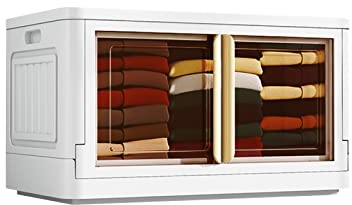 Ergocar Faltbare Kunststoff Aufbewahrungsbox, Stapelbare Aufbewahrungsbox mit Deckel und Rollen, Doppelöffnung Aufbewahrungsbox, für Büro, Kinderzimmer, Küche & Wohnzimmer