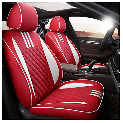 LINEAW Sitzbezügesets Für Tesla Für Model 3 Für Model S Für Model X Auto Echtleder Sitzbezug Set Dekoration Autoschonbezug (Color : Rot, Größe : No Pillow)