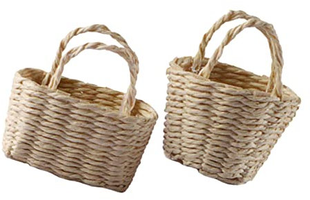 Toyvian Doll House Basket 2pcs Portable Bamboo Ob11 Props