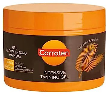 Carroten Intensive Tanning Gel 150 ml - Tan Accelerator with Coconut Oil and Vitamin A & E - Sunbed Tanning Accelerator - Sunscreen without SPF