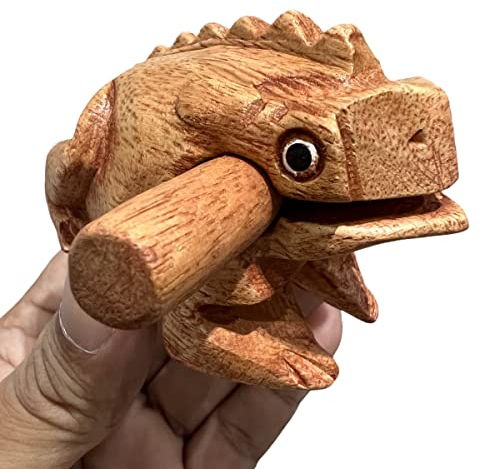 NUTTA - 3 Inches Wooden Frog Guiro Rasp Musical Instrume Wood Percussion Desk Scraping Fog with Frog Sound Idea Funny Instruments Nature Wood Music Home Garden Decoration (3 Inches)