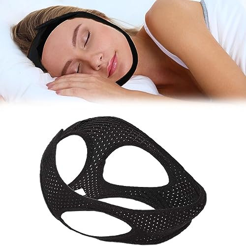 Ronquidos Soluciones,Anti Snoring Chin Strap,Dispositivos Anti Ronquidos Soluciones,Dejar De Roncar,Dispositivos Anti Ronquidos,La Correa Para El Mentón,Ajustable Transpirable Suave,Negro,1 Piezas