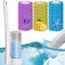 SUQ Kit de Palo de Inodoro, Cepillo de Inodoro desechable, Cepillo de Inodoro con Soporte, Kit de Sistema de Limpieza desechable, Palo de Limpieza de Inodoro, Palo de Inodoro con 24 Rellenos
