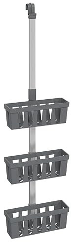 vidaXL Duschregal, Hängeregal mit viel Stauraum, Duschablage mit Breiten Abläufen für Entwässerung, Badregal Duschkorb Badzubehör, Aluminium