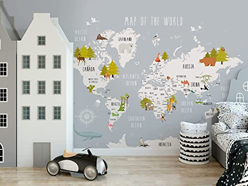 Fototapete 3D Effekt Tapete Weltkarte Jungen Mädchenzimmer 3D Tapeten Wandbilder Wohnzimmer Schlafzimmer Kinderzimmer Dekoration Wanddeko