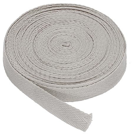PATIKIL Baumwollband Baumwolle Gurtband 15mm x 9m, Schrägband Baumwoll Nahtband Köperband Saumband Einfassband Stoffband Webband zum Nähen für DIY Basteln Stricken Verpackungen, Hellgrau