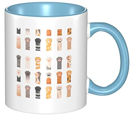 RFSHOP Taza de café con diseño de gato y gato, taza de cerámica personalizada con asa, taza de té, adecuada para el hogar, oficina, cafetería, 330 ml