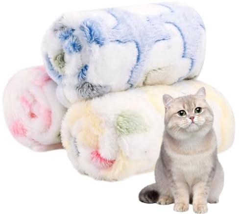 3 Stück Hundedecke,Hundedecke Waschbar,Decken für kleine Hunde Katzendecke,Weiche Warme Fleece Haustier Decken für Haustier,60 * 40 cm,Katzen Decken