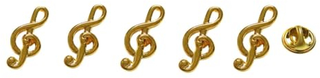 Beyond Musik Brosche Set - Notenschlüssel / Violinschlüssel und Musiknoten Brosche - 5 Stück - Gold