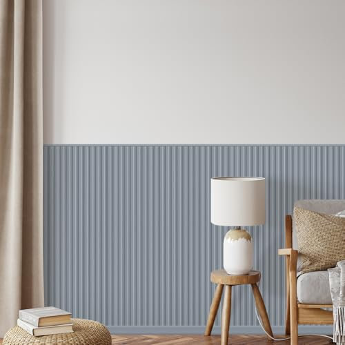 REESE Wandpaneele Pastellblau | Mittelleiste 125 cm | Deckenpaneele | Wandverkleidung | kein Bohren | MDF