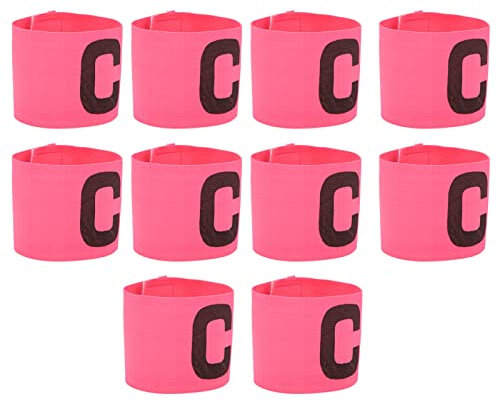 Topyond 10 Stück Kapitänsbinde Kinder, Professionelles Fußballspiel-Ärmelabzeichen, Umwickelbares C-Tag-Armband Mit Elastischem Aufnäher(Rosa)