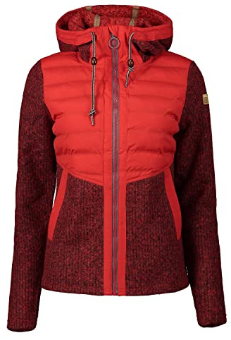 Torstai Jacke Damen mit Kapuze Warmer Midlayer-Hoodie aus dickem Strickgewebe, Farbe:Rot, Größe:XL