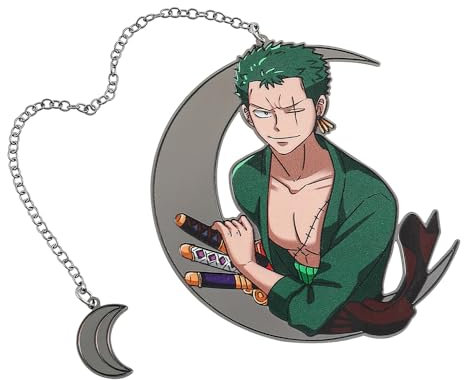 Anime One Piece Luffy Zoro Lesezeichen Student Lesewerkzeug Lernwerkzeug Metall Edelstahl Lesezeichen Bürogerät Geschenk für Männer Frauen Student Lehrer (Zoro-1)