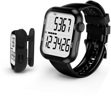Pedometer Watch, Multi-Function Pedometer for Walking Steps and Miles, 3D Super Accurate Step Counter, Track Steps for Men Women Seniors, Black
