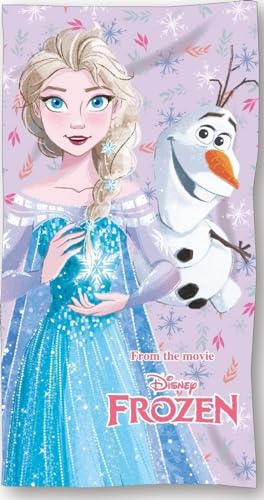 New Discount Strandtuch, Motiv: Die Eiskönigin oder die Eiskönigin, 70 x 140 cm, aus Baumwolle (Strandtuch, Frozen, Rosa)