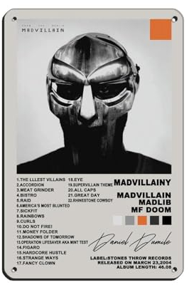 NTRECS MF Doom Madvillainy Album-Poster, Leinwandposter, Blechschild, Vintage, Metall, Pub, Club, Café, Bar, Zuhause, Wandkunst, Dekoration, Poster, Retro, 20 x 30 cm