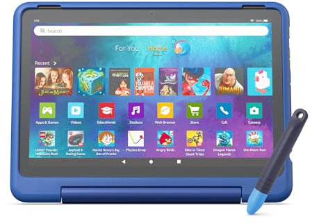Amazon Fire HD 10 Kids Pro tablet + Amazon Kid-Friendly Tablet Stylus with Tether